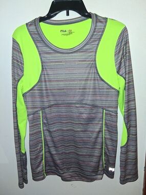 FILA Women’s Neon Green & Gray Performance Long Sleeve Top